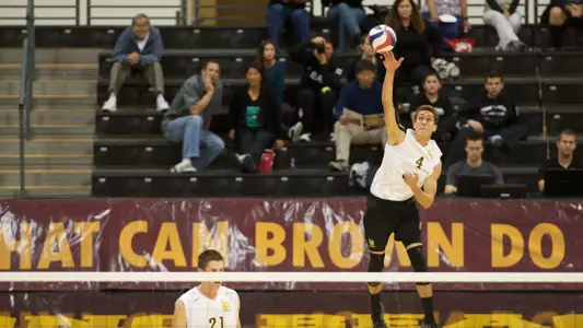 Taylor Crabb in the Mountain Pacific Sports Federation volleyball match against University of Hawaii at the Walter Pyramid, Long Beach, Calif., Sat., Jan. 19, 2013