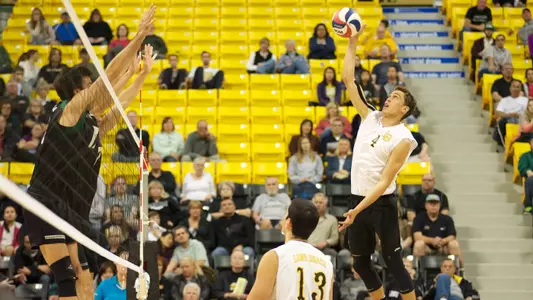Taylor Crabb in the Mountain Pacific Sports Federation volleyball match against University of Hawaii at the Walter Pyramid, Long Beach, Calif., Sat., Jan. 19, 2013