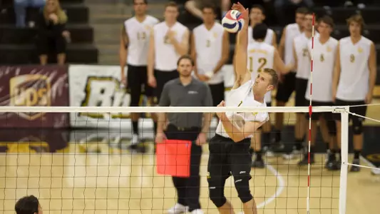 Dalton Ammerman in the Mountain Pacific Sports Federation volleyball match against University of Hawaii at the Walter Pyramid, Long Beach, Calif., Sat., Jan. 19, 2013