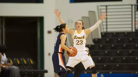 Mary Ochiltree in the Big West Conference match against Fullerton State at the Walter Pyramid, Long Beach, Calif., Sat., Jan. 19, 2013.