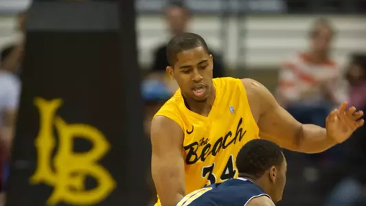 Kyle Richardson in the Big West Conference basketball match against UC Irvine at the Walter Pyramid, Long Beach, Calif., Sat., Jan. 26, 2013. 