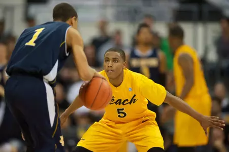 Mike Caffey in the Big West Conference basketball match against UC Irvine at the Walter Pyramid, Long Beach, Calif., Sat., Jan. 26, 2013.
