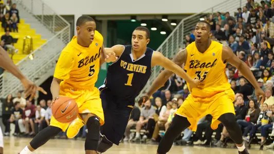 Mike Caffey in the Big West Conference basketball match against UC Irvine at the Walter Pyramid, Long Beach, Calif., Sat., Jan. 26, 2013