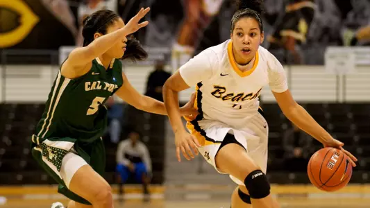 Bianka Balthazar in the Big West Conference match against Cal Poly at the Walter Pyramid, Thursday, Jan. 3, 2013