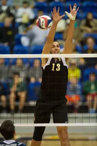 Taylor Gregory in the MPSF Men's Volleyball match against UC Irvine at the Bren Events Center, Irvine, Calif., Fri., Jan. 24, 2013.