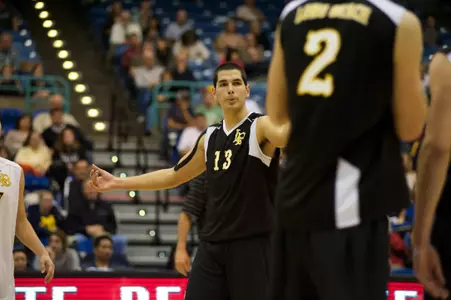 Taylor Gregory in the MPSF Men's Volleyball match against UC Irvine at the Bren Events Center, Irvine, Calif., Fri., Jan. 24, 2013.