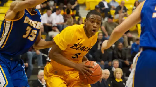 Mike Caffey in the Big West Conference match against U.C. Santa Barbara in the Walter Pyramid, Wed., Jan. 30, 2013