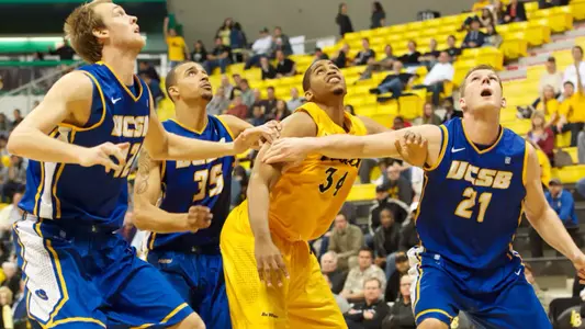 Kyle Richardson in the Big West Conference match against U.C. Santa Barbara in the Walter Pyramid, Wed., Jan. 30, 2013
