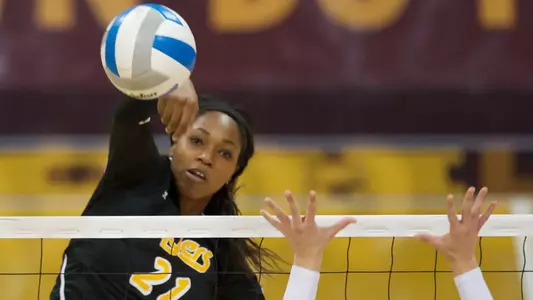 Okpala tallied eight or more blocks in a single match three times this year.