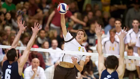 Taylor Crabb, the 2013 AVCA National Player of the Year, will lead the 49ers in 2014.<br><i>(Photo by John Fajardo)</i>