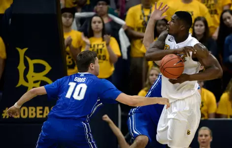 Dec 3, 2013; Long Beach, CA, USA; Long Beach State 49ers forward Dan Jennings (35) attempts to hold onto the ball against the Creighton Blue Jays during the first half at Walter Pyramid. Mandatory Credit: Kelvin Kuo-USA TODAY Sports