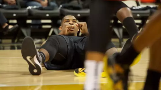 Dan Jennings in the Big West Conference match against Fullerton at the Walter Pyramid, Long Beach, Calif., Wed., Feb. 13, 2013.