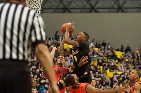 Kris Gulley in the Big West Conference match against Fullerton at the Walter Pyramid, Long Beach, Calif., Wed., Feb. 13, 2013.