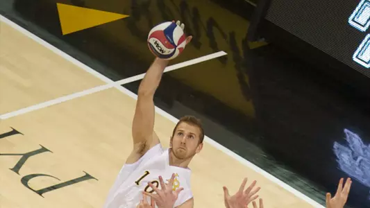 Dalton Ammerman in the MPSF Conference match against Pacific at the Walter Pyramid, Long Beach, Calif., Fri., Feb. 15, 2013