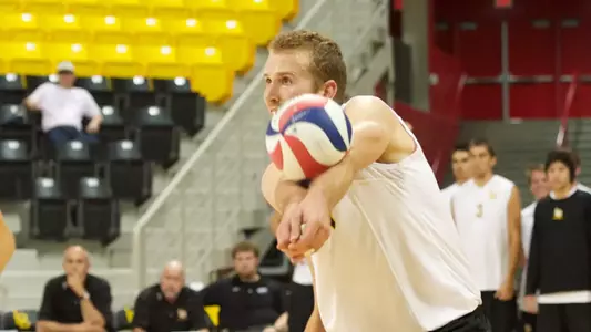 Dalton Ammerman in the MPSF Conference match against Pacific at the Walter Pyramid, Long Beach, Calif., Fri., Feb. 15, 2013