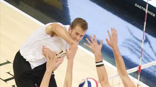 Dalton Ammerman in the MPSF Conference match against Pacific at the Walter Pyramid, Long Beach, Calif., Fri., Feb. 15, 2013