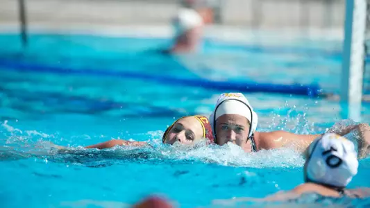 Coriann Snyder in the Lancer Invitational match against USC at the Lancer Aquatics Center on the campus of Cal Baptist University, Riverside, Calif., Fri., Feb. 15, 2013.