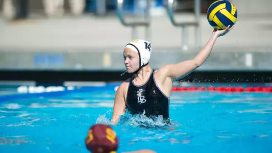 Leigh Auth in the Lancer Invitational match against USC at the Lancer Aquatics Center on the campus of Cal Baptist University, Riverside, Calif., Fri., Feb. 15, 2013.