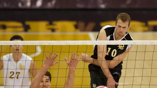 Dalton Ammerman in the MPSF Conference match against Stanford at the Walter Pyramid, Long Beach, Calif., Sat., Feb. 16, 2013.