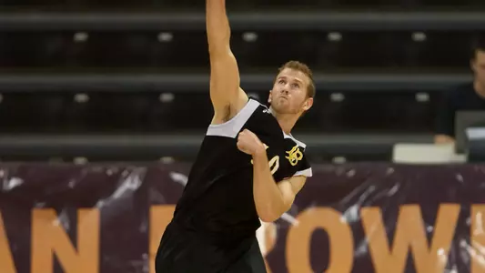 Dalton Ammerman in the MPSF Conference match against Stanford at the Walter Pyramid, Long Beach, Calif., Sat., Feb. 16, 2013.