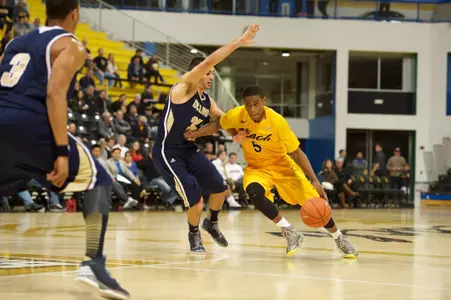 Mike Caffey in the Big West Conference match against U.C. Davis at the Walter Pyramid, Long Beach, Calif., Wed., Feb. 20, 2013
