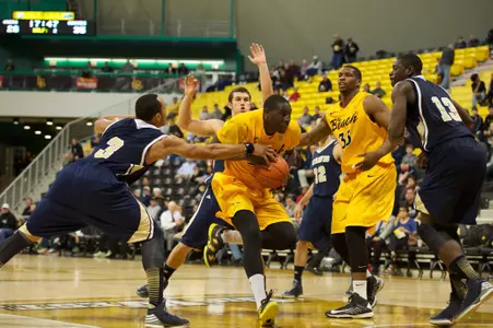 Tony Freeland in the Big West Conference match against U.C. Davis at the Walter Pyramid, Long Beach, Calif., Wed., Feb. 20, 2013