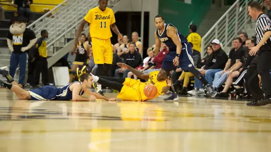 Tony Freeland in the Big West Conference match against U.C. Davis at the Walter Pyramid, Long Beach, Calif., Wed., Feb. 20, 2013