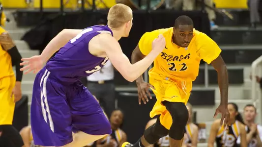 Tony Freeland in the Ramada Worldwide Bracketbuster game against Stephen F Austin at the Walter Pyramid, Long Beach, Calif., Fri., Feb. 22, 2013.