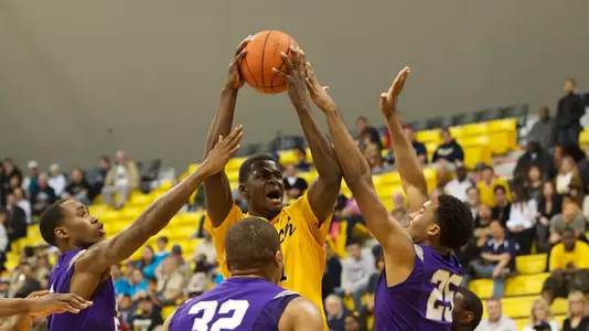 Mike Caffey in the Ramada Worldwide Bracketbuster game against Stephen F Austin at the Walter Pyramid, Long Beach, Calif., Fri., Feb. 22, 2013.