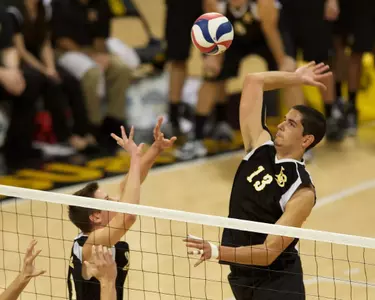Taylor Gregory in the MPSF Conference match against Pepperdine at the Walter Pyramid, Long Beach, Calif., Wed., Feb. 6, 2013.
