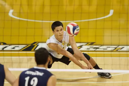 Andrew Sato in the MPSF Conference match against Pepperdine at the Walter Pyramid, Long Beach, Calif., Wed., Feb. 6, 2013.