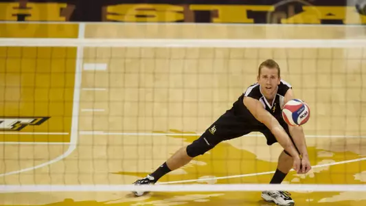 Dalton Ammerman in the MPSF Conference match against Pepperdine at the Walter Pyramid, Long Beach, Calif., Wed., Feb. 6, 2013.