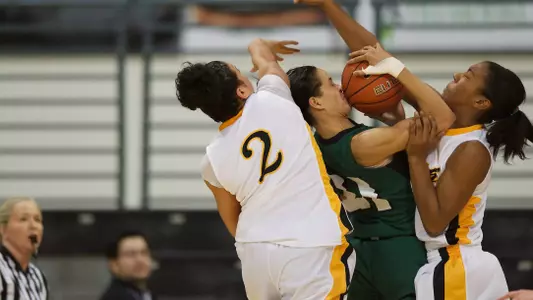 Bianka Balthazar and Jade Wilson in the Big West Conference match against Hawaii at the Walter Pyramid, Long Beach, Calif., Thurs., Feb. 7, 2013.