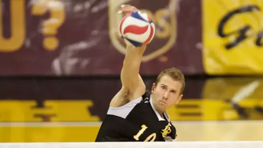 Dalton Ammerman in the MPSF Conference match against USC at the Walter Pyramid, Fri., Feb. 8, 2013