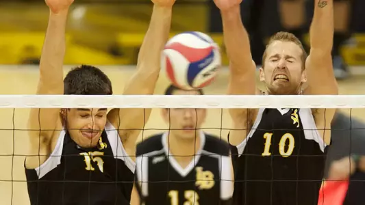 Colten Echave and Dalton Ammerman in the MPSF Conference match against USC at the Walter Pyramid, Fri., Feb. 8, 2013