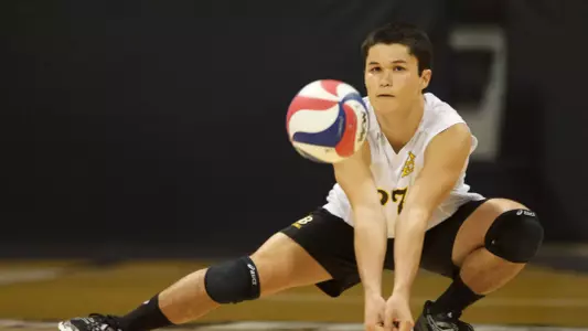 Andrew Sato in the MPSF Conference match against USC at the Walter Pyramid, Fri., Feb. 8, 2013