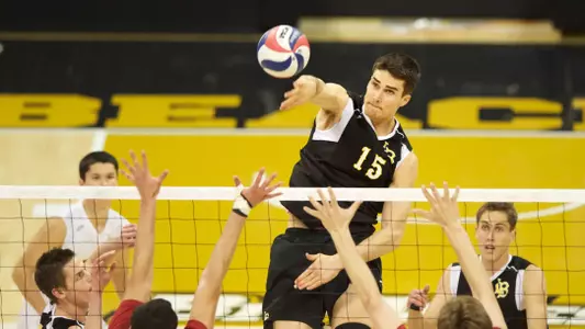Colten Echave in the MPSF Conference match against USC at the Walter Pyramid, Fri., Feb. 8, 2013