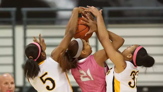 Jade Wilson and Devin Hudson in the Big West Conference match against  Northridge at the Walter Pyramid, Long Beach, Calif., Sat., Feb. 9, 2013.