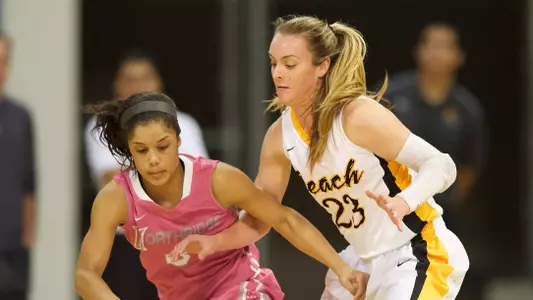 Mary Ochiltree in the Big West Conference match against Northridge at the Walter Pyramid, Long Beach, Calif., Sat., Feb. 9, 2013.