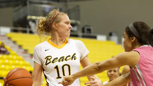 Ella Clark in the Big West Conference match against  Northridge at the Walter Pyramid, Long Beach, Calif., Sat., Feb. 9, 2013.