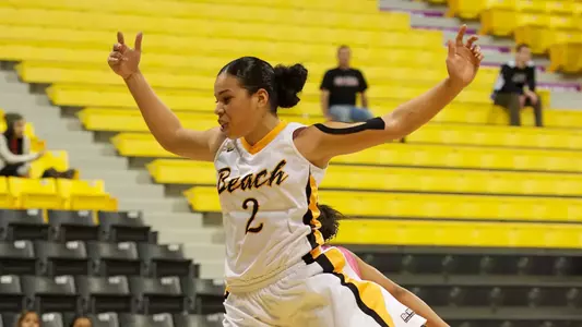 Bianka Balthazar in the Big West Conference match against Northridge at the Walter Pyramid, Long Beach, Calif., Sat., Feb. 9, 2013.