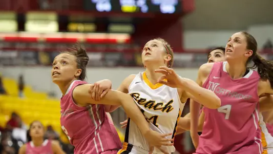 Lauren Spargo in the Big West Conference match against  Northridge at the Walter Pyramid, Long Beach, Calif., Sat., Feb. 9, 2013.