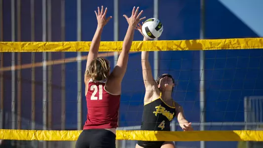 Libby Fontanilla made 15 kills and 17 digs while clinching the win for Long Beach State with Delainey Aigner-Swesey