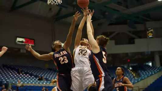 Sophomore Devin Hudson had 17 points and a career-high 24 rebounds against Cal State Fullerton in the first round of the Big West Tournament.