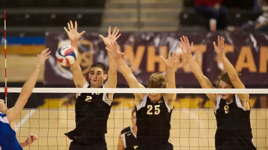 Jeff Ornee, John Henry, and Dan Glamack in the Active Ankle Tournament match against IPFW at the Walter Pyramid, Long Beach, Calif., Sat. March 16, 2013.