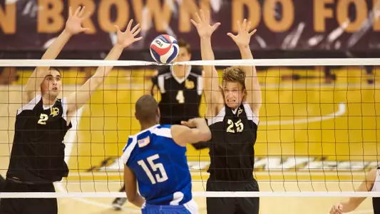 Jeff Ornee and John Henry in the Active Ankle Tournament match against IPFW at the Walter Pyramid, Long Beach, Calif., Sat. March 16, 2013.