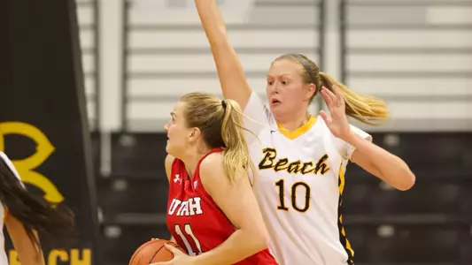 Ella Clark in the first round game of the WNIT against Utah Wednesday night at the Walter Pyramid in Long Beach, Calif.