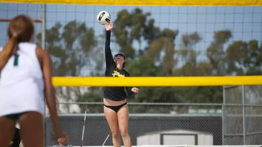 Caitlin Ledoux had seven kills and two aces to carry the 49ers to a 16-14 third set win to clinch the match.