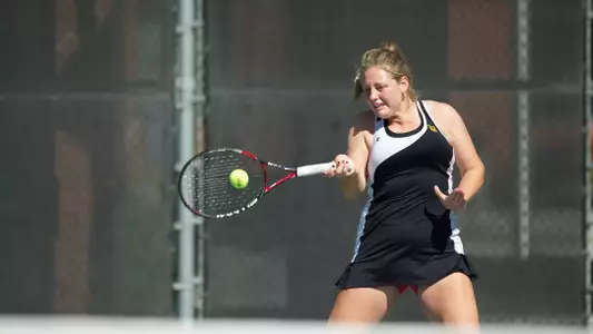 Ebba Unden in the Big West Conference Tennis match against Hawaii at the Rhodes Tennis Center, Long Beach, Calif., Sat., Feb. 16, 2013