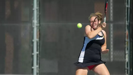 Ebba Unden in the Big West Conference Tennis match against Hawaii at the Rhodes Tennis Center, Long Beach, Calif., Sat., Feb. 16, 2013